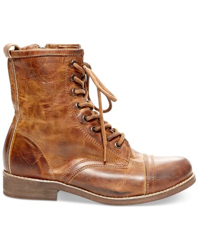 Steve Madden Leather Charrie Combat Booties in Cognac Leather (Brown) | Lyst