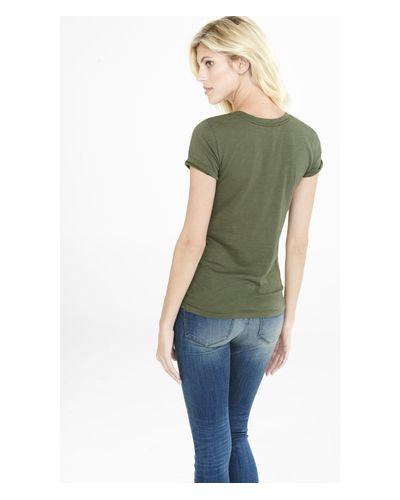 Eleven Deep V-neck Tee in Olive Green 