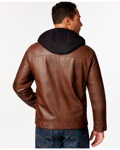 calvin klein men's sherpa lined faux leather jacket