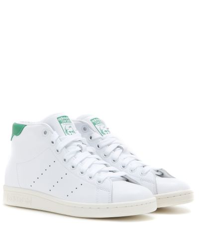 adidas Stan Smith Mid Leather High-top Sneakers in White - Lyst