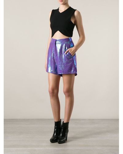 purple sequin shorts