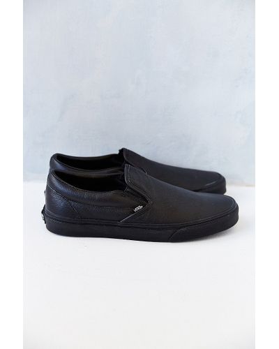 slip on vans leather black