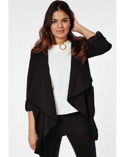 black crepe waterfall jacket
