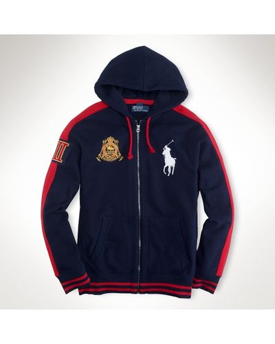 Polo Ralph Lauren Big Pony Fleece Hoodie in Blue for Men - Lyst