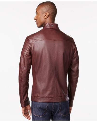 BOSS by HUGO BOSS Boss Naquinn Lambskin-leather Jacket in Burgundy (Purple)  for Men - Lyst