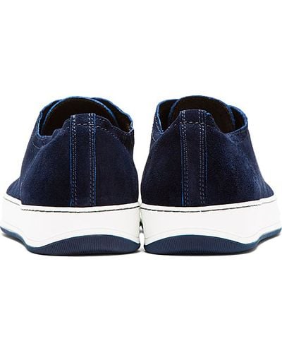 lanvin navy suede sneakers