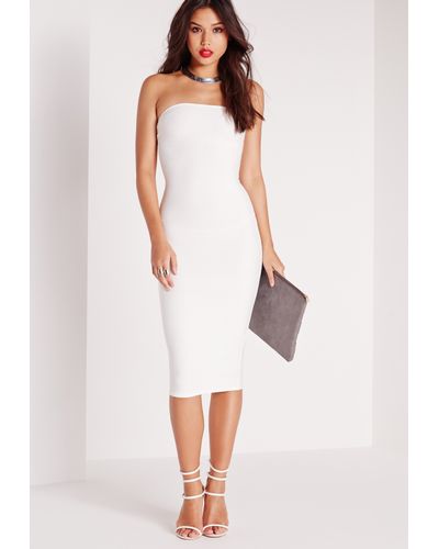 white strapless bandage dress