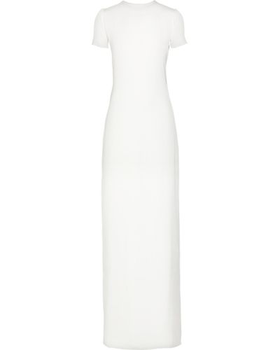 Lanvin Ruffled Satin-twill Gown in White - Lyst