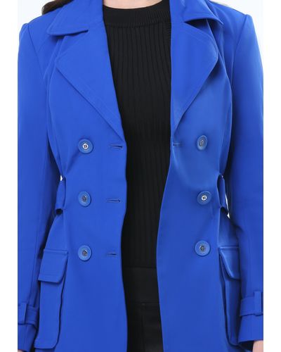 Bebe Cotton Nancy Trench Coat In Blue Lyst