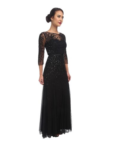 black beaded long sleeve dress