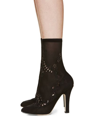black lace sock boots