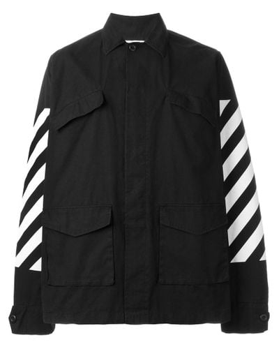 Off-White c/o Virgil Abloh Cotton Striped Cargo Jacket in Black for Men -  Lyst