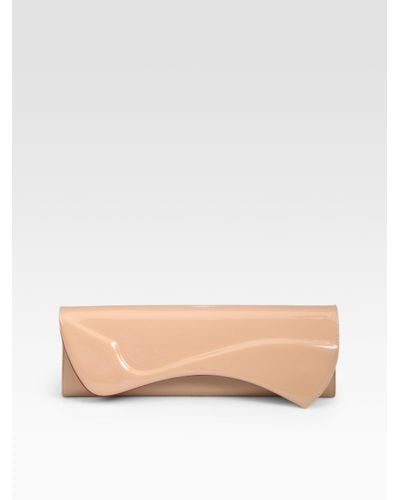 Christian Louboutin Pigalle Patent Leather Clutch in Nude (Natural ...