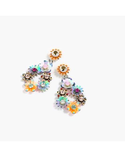 J.Crew Sequin And Crystal Rose Earrings - Multicolor