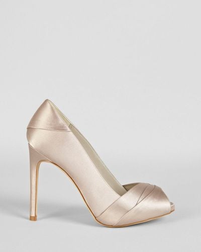 gold open toe pumps