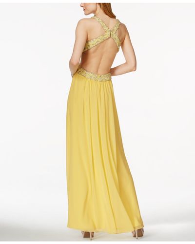 betsy and adam embellished chiffon illusion gown