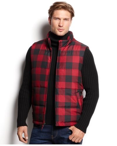 Buffalo check puffer vest Clearance