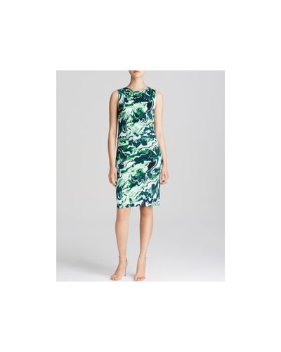 DKNY Synthetic Sleek Ruched Dress in Green - Lyst