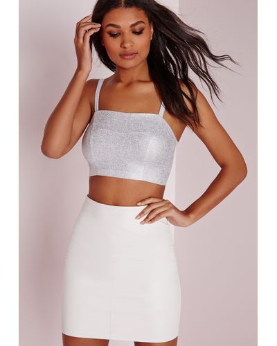 silver colour crop top
