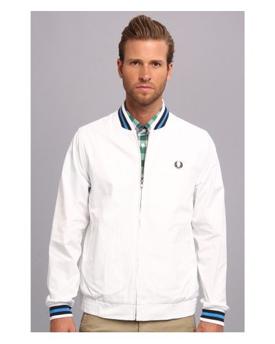 fred perry white bomber jacket