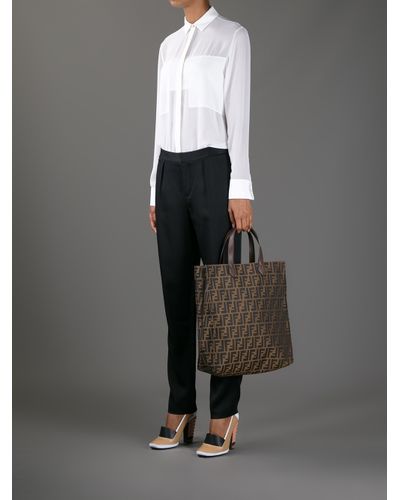 Fendi 'Zucca' Shopper Tote in Brown | Lyst