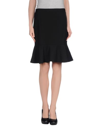 DKNY Knee Length Skirt in Black | Lyst