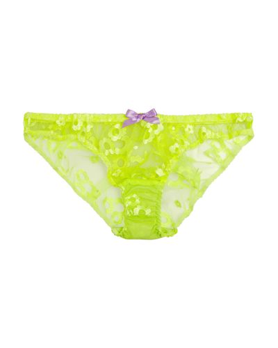 Agent Provocateur Brittnie Neon Embroidered Tulle Briefs in Yellow - Lyst