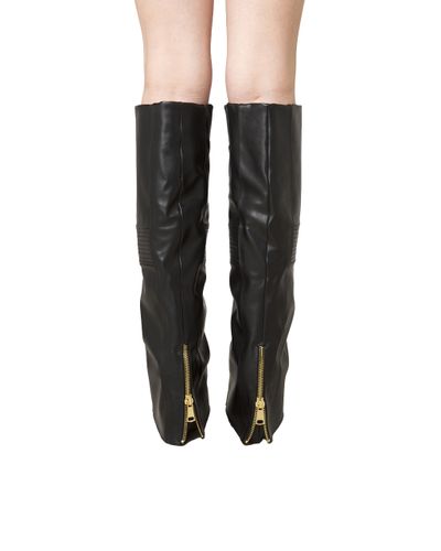 Akira Black Label Knee High Foldover Covered Wedge Boots in Black - Lyst