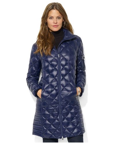Lauren by Ralph Lauren Quilted Down Packable Puffer Coat in Blue | Lyst
