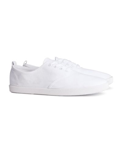 H&M Canvas Sneakers in White - Lyst