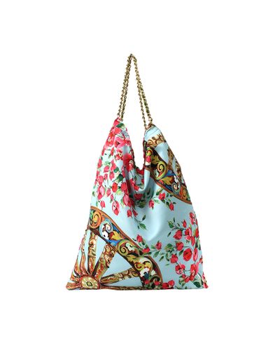 Dolce & Gabbana Hobo Fabric Bag with Chain Handles in Blue - Lyst