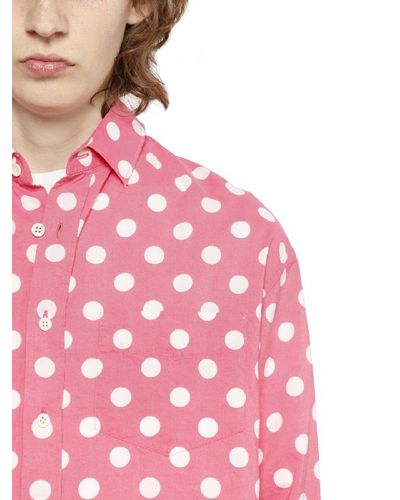 saint laurent pink polka dot shirt