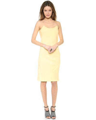 DKNY Illusion Dress with V Back in Pale Yellow (Yellow) - Lyst