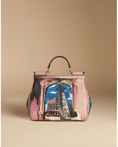 medium sicily bag in printed dauphine calfskin