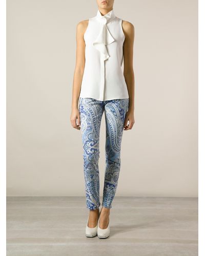 Etro Paisley Print Jeans in Blue | Lyst
