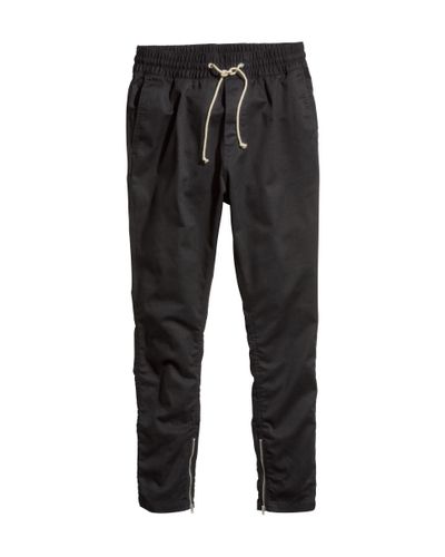 mens black twill joggers