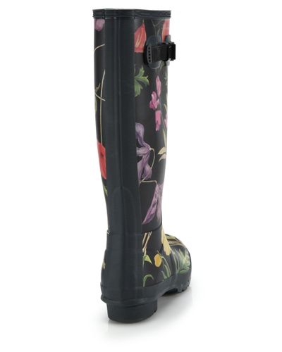 HUNTER Rhs Tall Floral-print Rain Boots in Black - Lyst