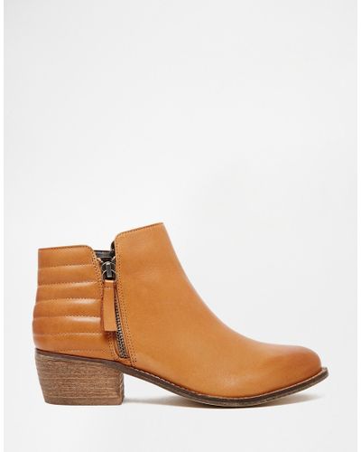 dune flat lace up boots in tan leather