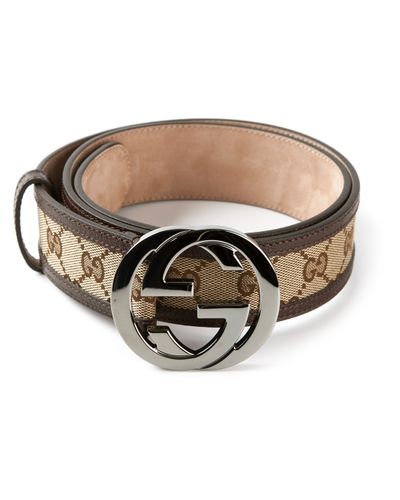 Gucci Monogram Belt in Brown for Men | Lyst