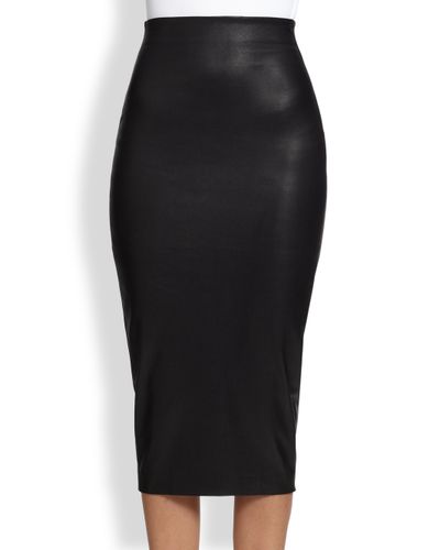 Robert Rodriguez Stretch Leather Pencil Skirt in Black - Lyst