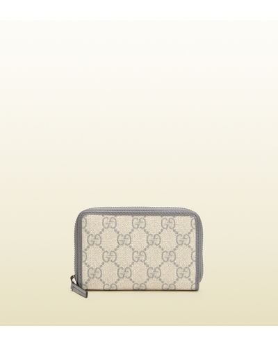 Gucci Gg Supreme Canvas Zip Card Case in Grey (Gray) for Men 