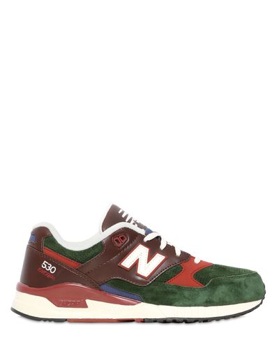 New Balance 530 Leather & Suede Sneakers in Brown/Green (Green) - Lyst