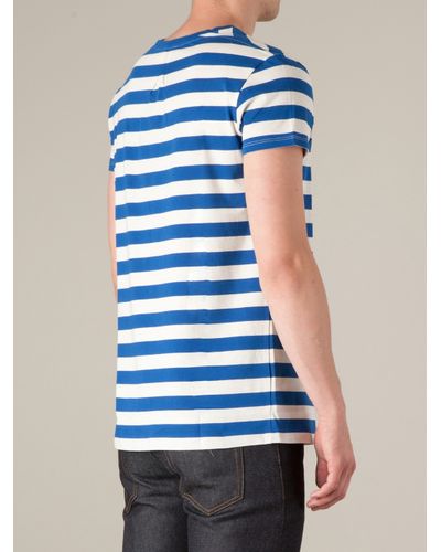 Saint Laurent Striped Tshirt in White (Blue) for Men - Lyst