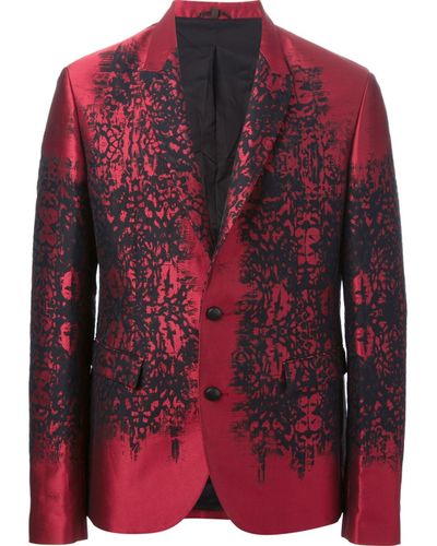 Roberto Cavalli Jacquard Jacket in Red for Men - Lyst
