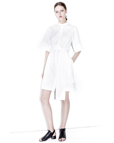 3.1 Phillip Lim Pinstriped Cotton Shirt Dress in White | Lyst