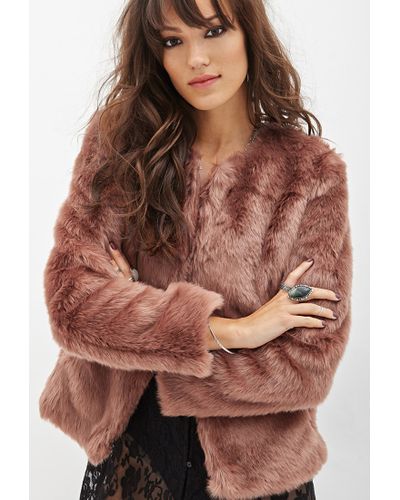 collarless fur jacket