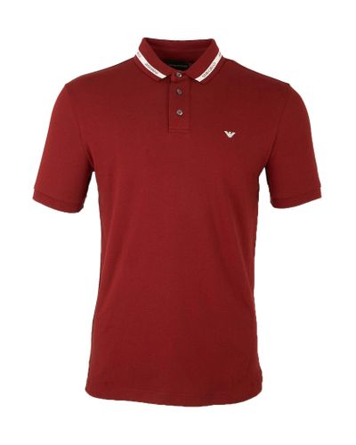 Emporio Armani Tipped Detail Polo Shirt in Red for Men | Lyst