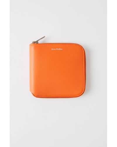 Acne Studios Leather Csarite S Orange Medium Zip Wallet | Lyst