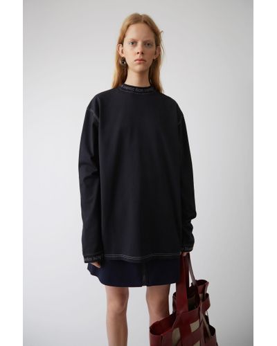 Acne Studios Cotton Long Sleeved T-shirt black | Lyst