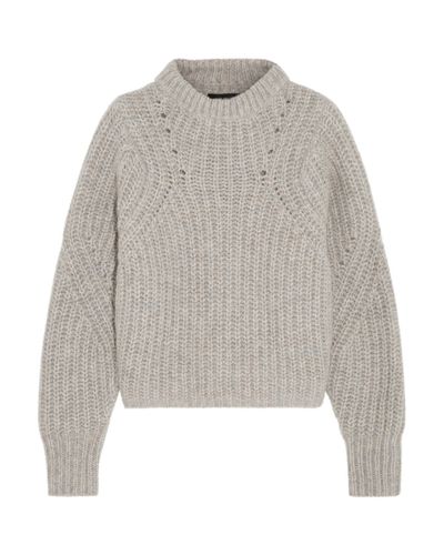 Isabel Marant Newt Oversized Mélange Ribbed-Knit Sweater in Gray - Lyst